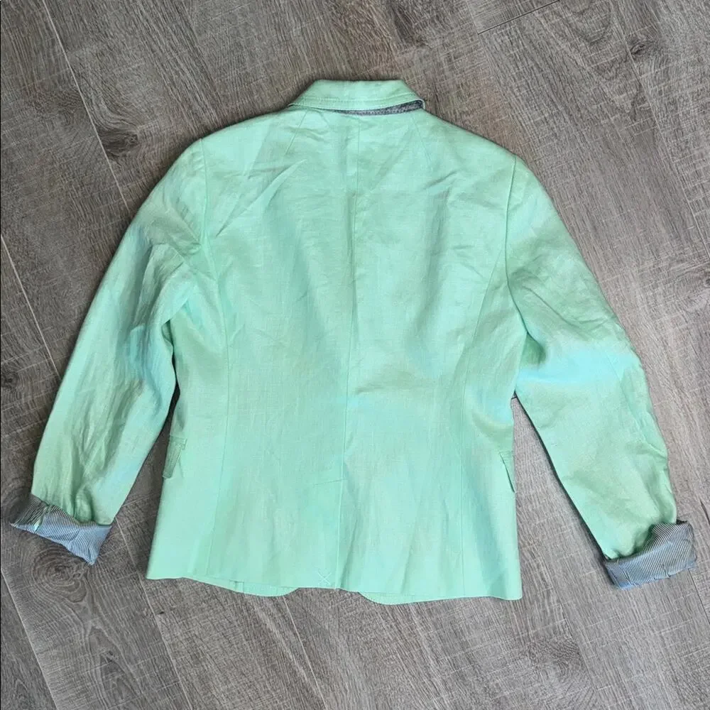 J. CREW Women’s Linen Mint Green 2 Button Blazer Jacket